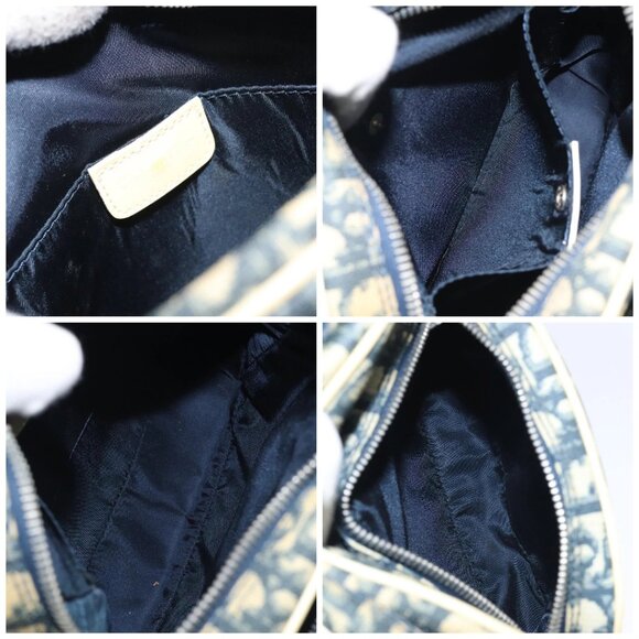Christian Dior Trotter Canvas Shoulder Bag Navy Gold Auth BD2276 - Picture 15 of 16